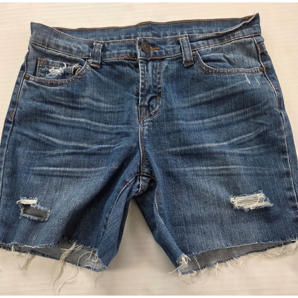 dELiA*s Womens Distressed Denim Shorts Medium Wash Raw Hem Size 5/6